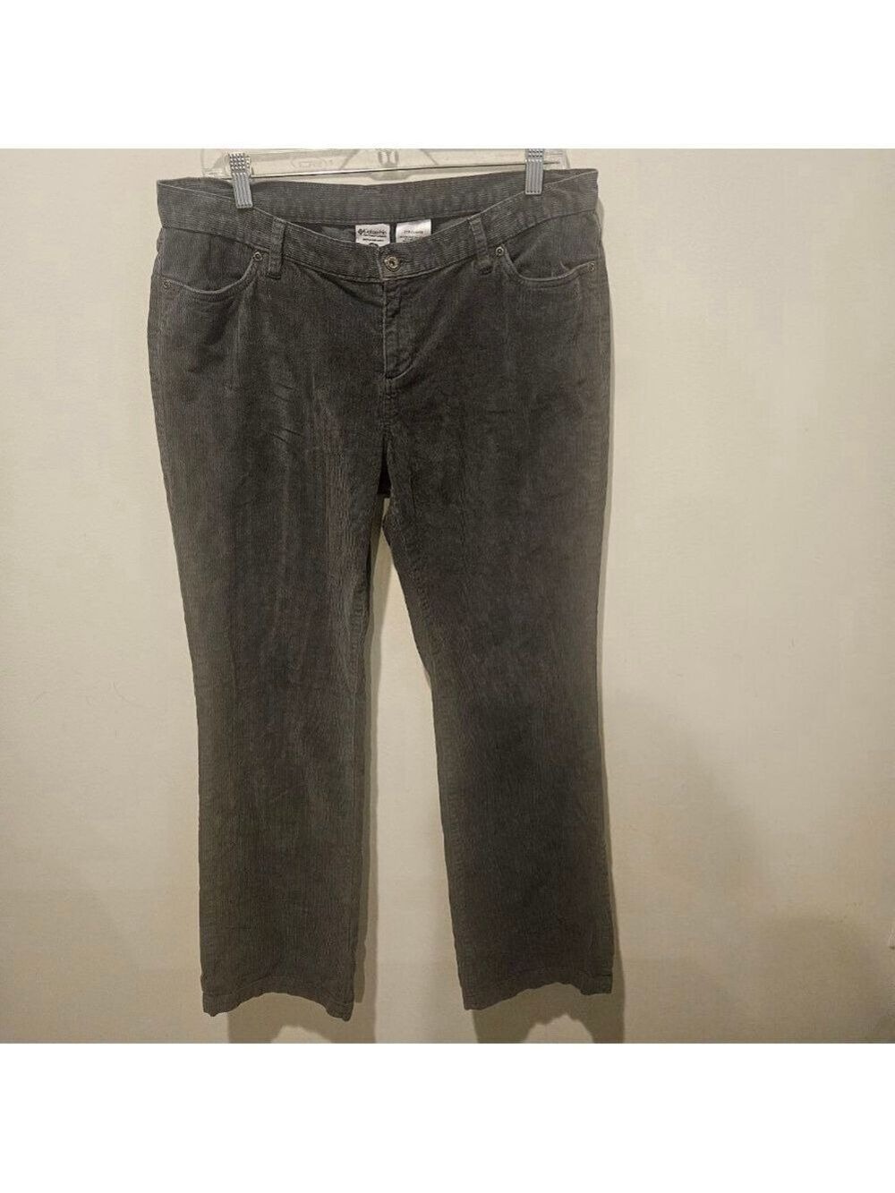 Women's Columbia Gray Corduroy Long Inseam Straight Leg Pants Size 12